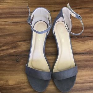 Charcoal grey block heeled sandals